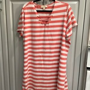 MICHAEL Michael Kors Nautical Boat Orange & White Striped Dress Plus Sz 3X